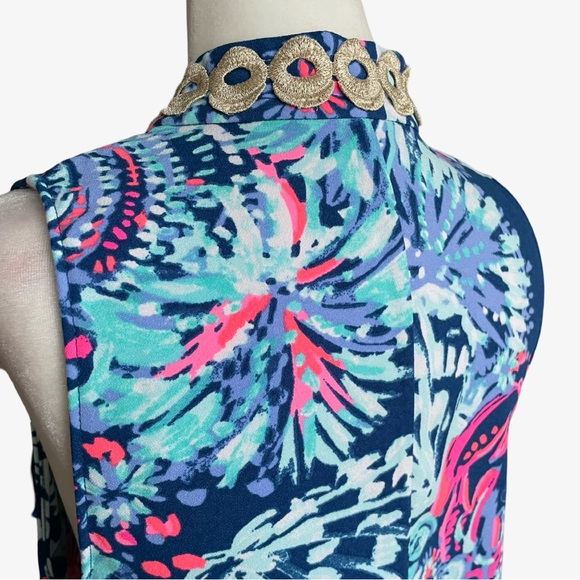 Lilly Pulitzer Jane Sleeveless Shift Mini Dress Gypsea Blue Pink Size 4 EUC - Picture 10 of 16